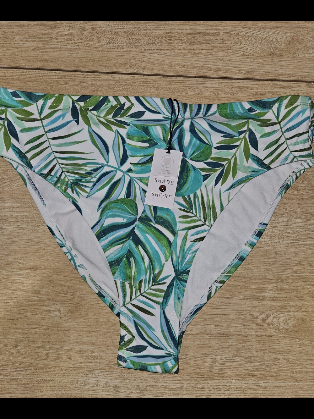 Shade & Shore Women's Green Teal Tropical Leaf Bikini Bottom